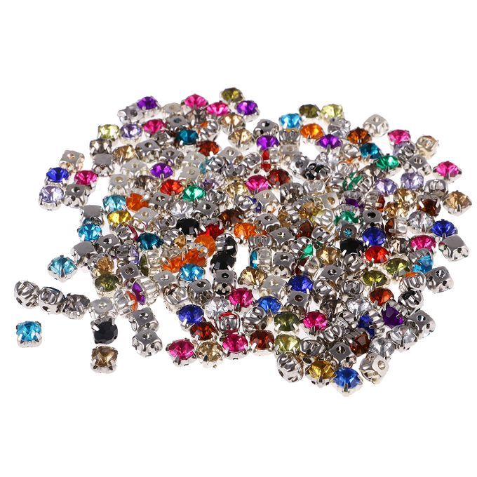 200Pcs SewingStick Crystal Glass Diamante Rhinestones 6mm Sewing DIY