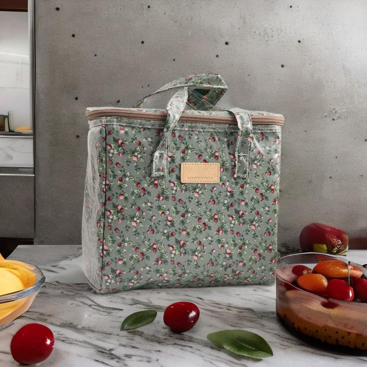Outdoor Travel Insulated Picnic Bag Reusable Canvas Cooler for Food Green