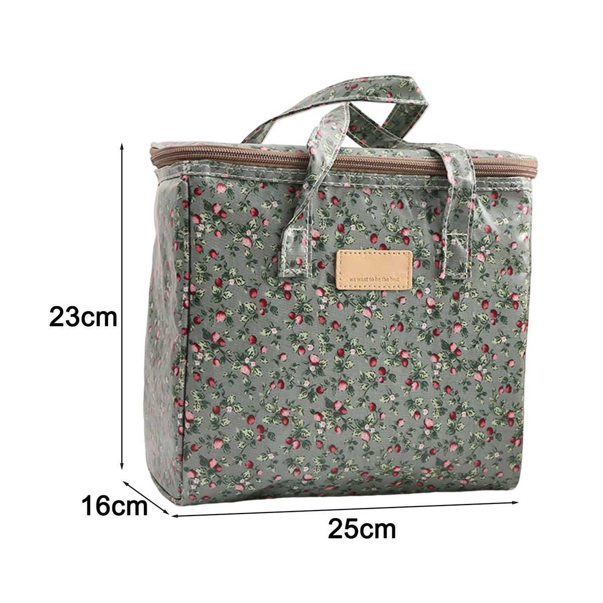 Outdoor Travel Insulated Picnic Bag Reusable Canvas Cooler for Food Green