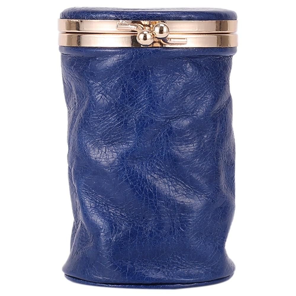 Portable Leather Lipstick Pouch Mini Cosmetic Bag Blue
