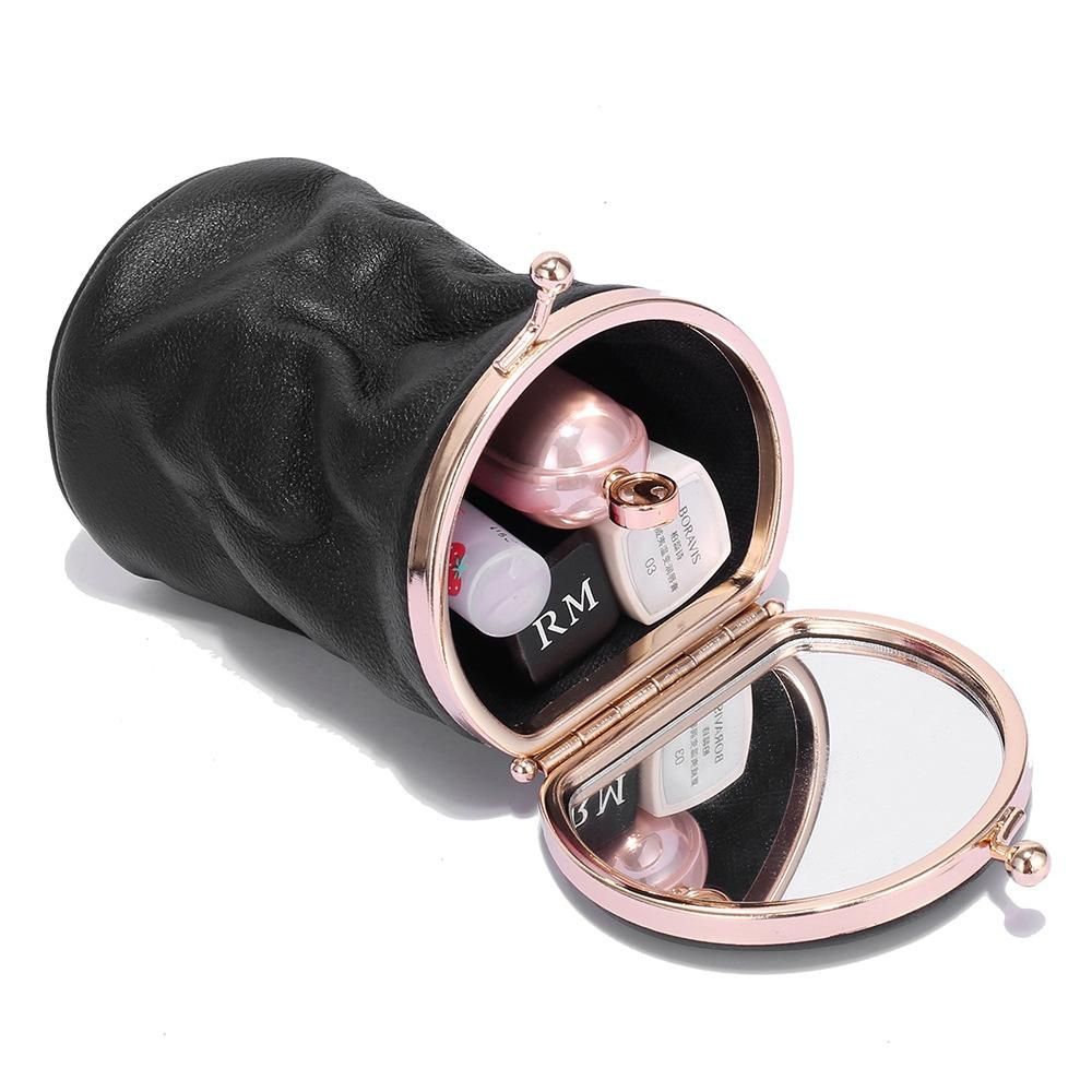 Portable Leather Lipstick Pouch Mini Cosmetic Bag Blue
