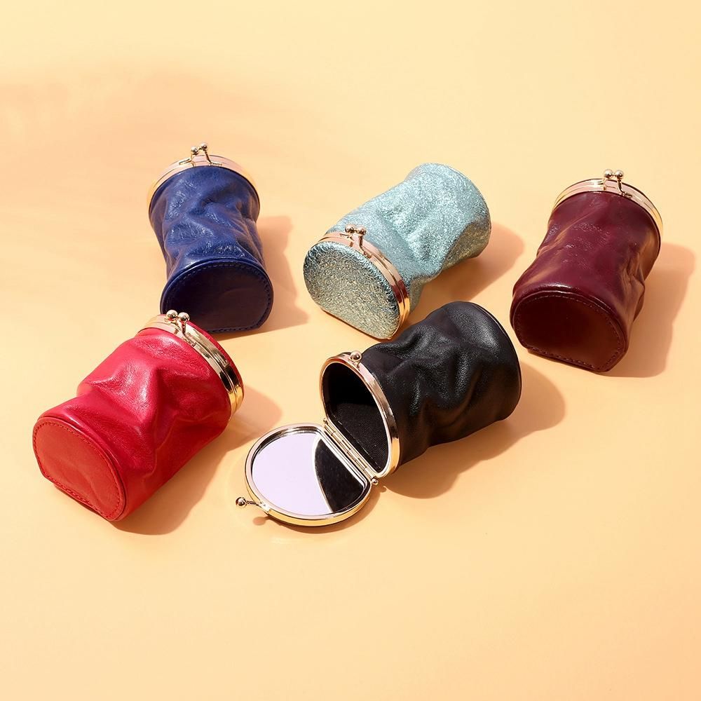 Portable Leather Lipstick Pouch Mini Cosmetic Bag Blue