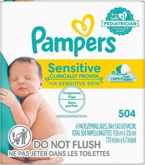 Sensitive Baby Wipes, 7x Pop-Top Packs, 504ct.