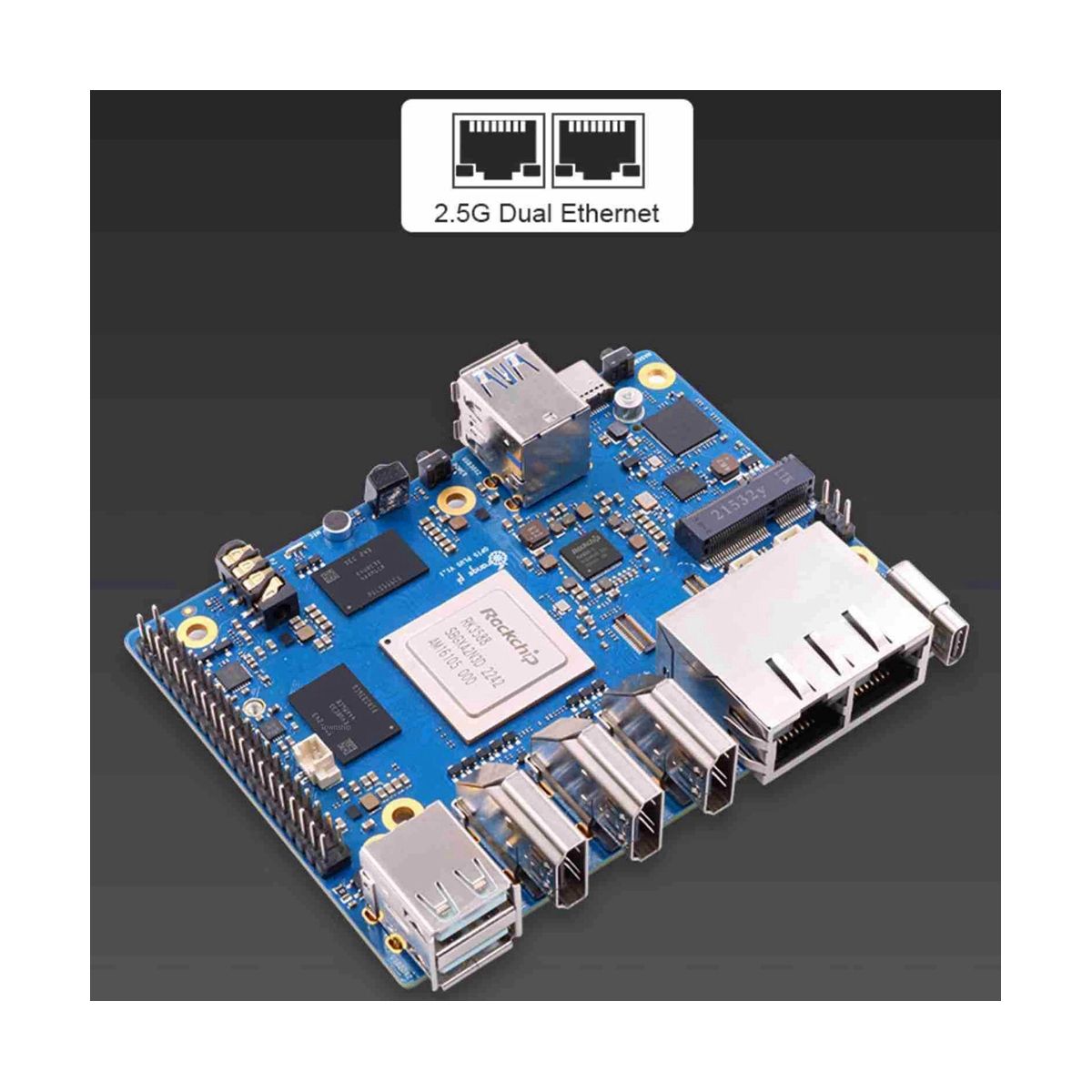 Orange Pi 5 Plus 16GB RAM RK3588 Octa-Core 2.5G Dual Ethernet Port Computer with PCIE Expansion Development Board
