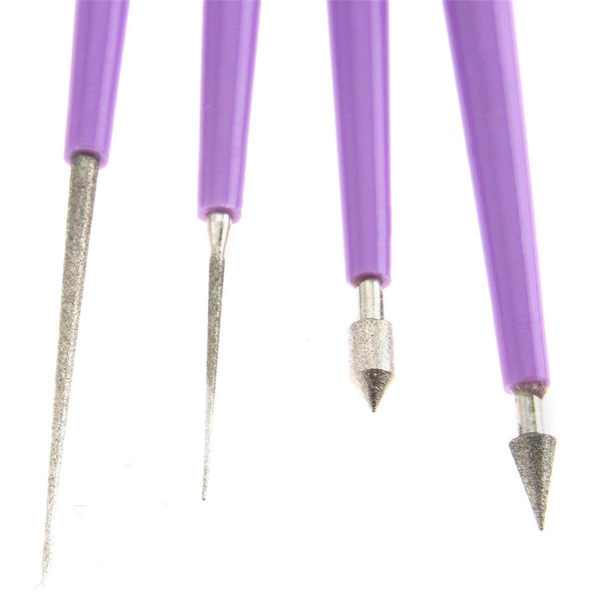 4pcs Bead Reamer Diamond Tipped Reaming File Beading Hole Enlarger Tool Set New