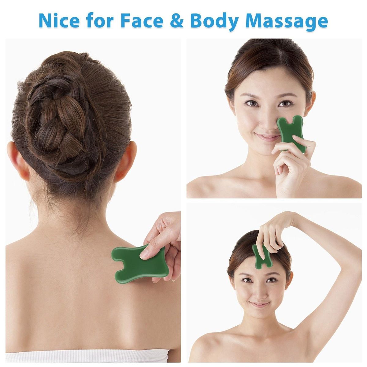 Set of 7 Jade Face Massage Tool Facial Scraping Tool Scraper Board for Facial Body Skin Treatment Pain Relief Scraping Massagers Stone Home & SPA