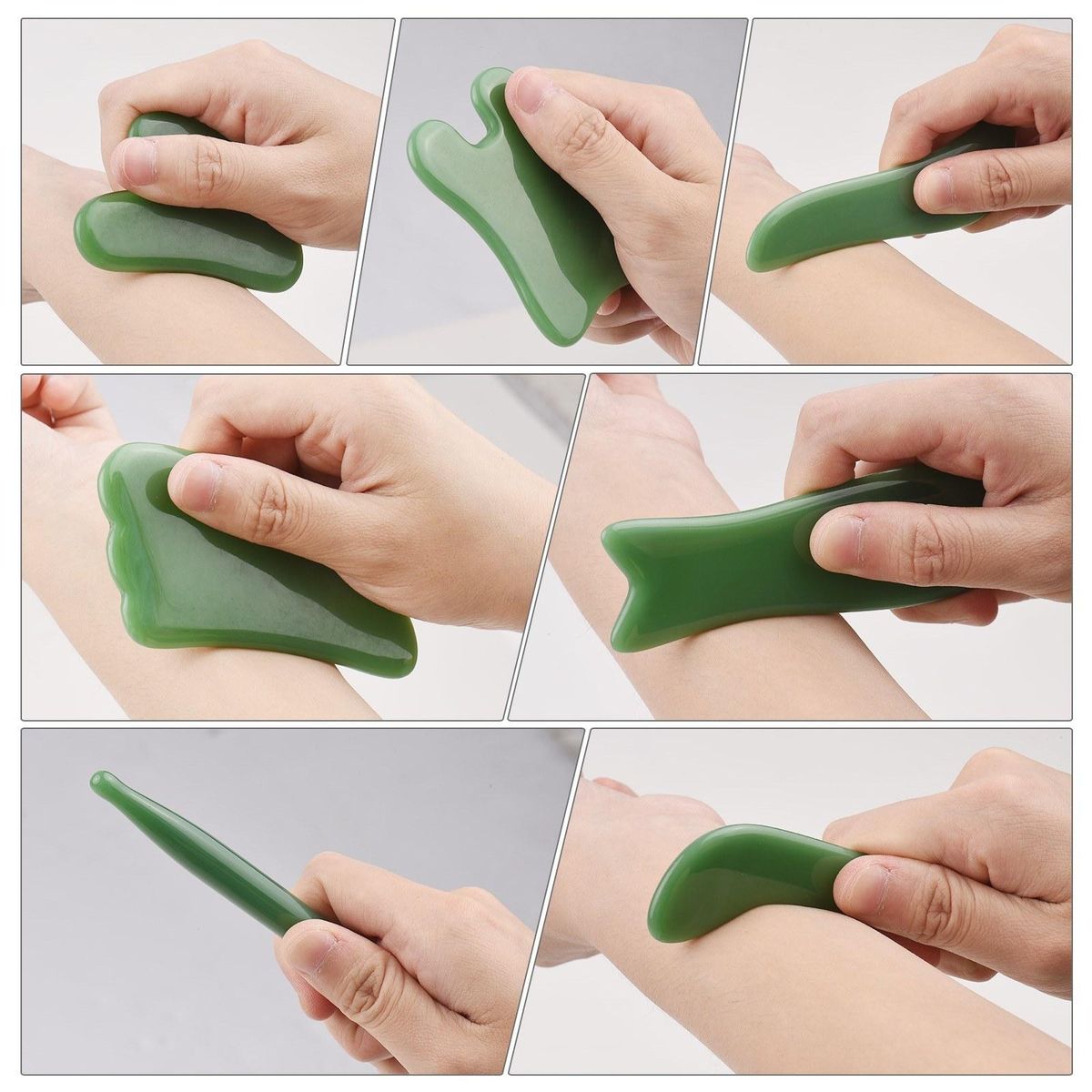 Set of 7 Jade Face Massage Tool Facial Scraping Tool Scraper Board for Facial Body Skin Treatment Pain Relief Scraping Massagers Stone Home & SPA