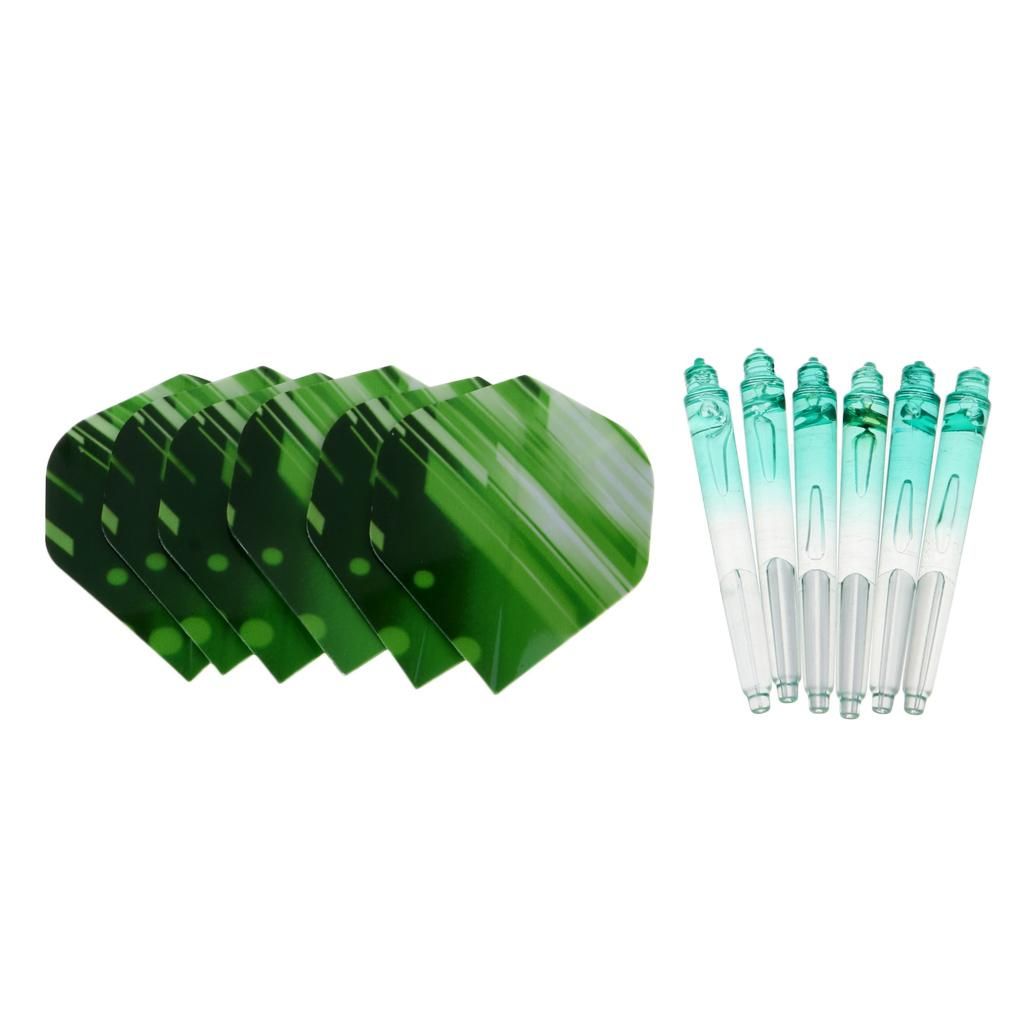 6 Set 2BA Thread Dart Stem Shaft With Matching Darts Flights Green