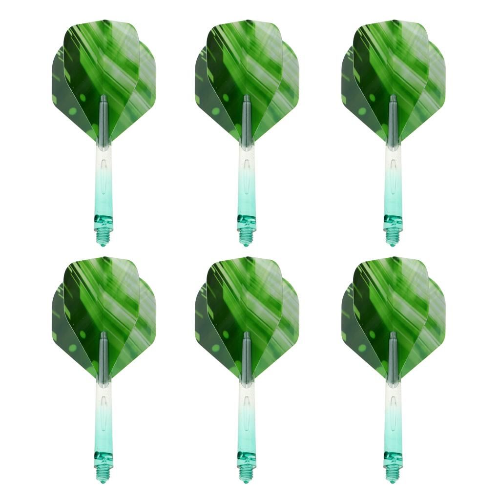 6 Set 2BA Thread Dart Stem Shaft With Matching Darts Flights Green