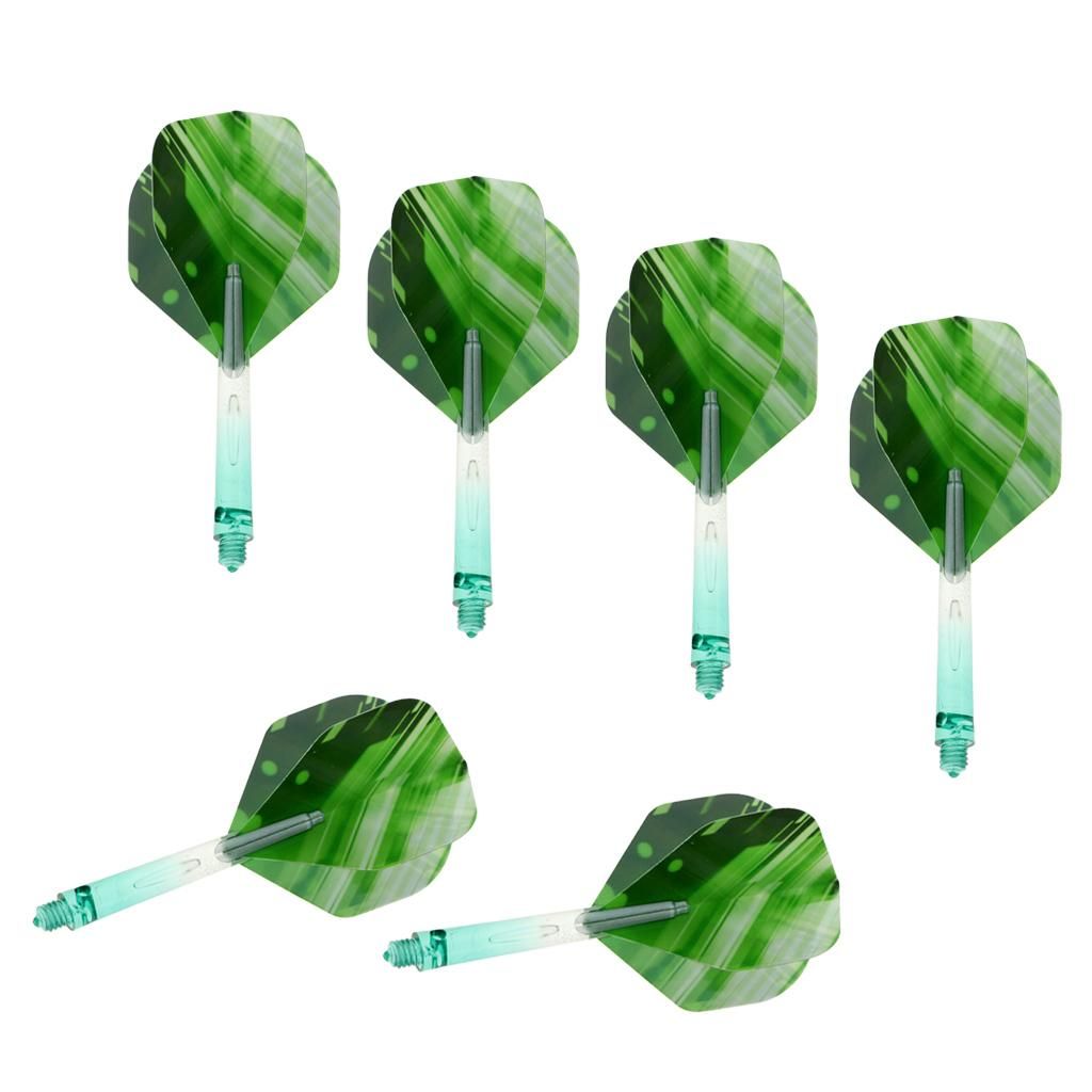 6 Set 2BA Thread Dart Stem Shaft With Matching Darts Flights Green
