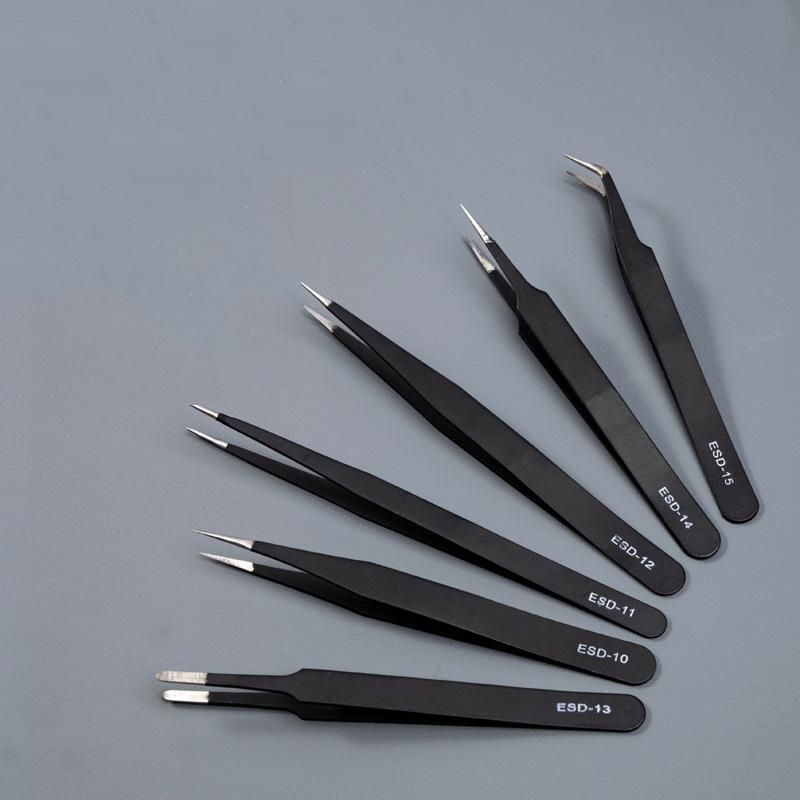 6-Piece Stainless Steel Eyebrow Tweezers Set Eyelash Extension Supplies Beauty Makeup Tools Precision Repair Pliers Clip