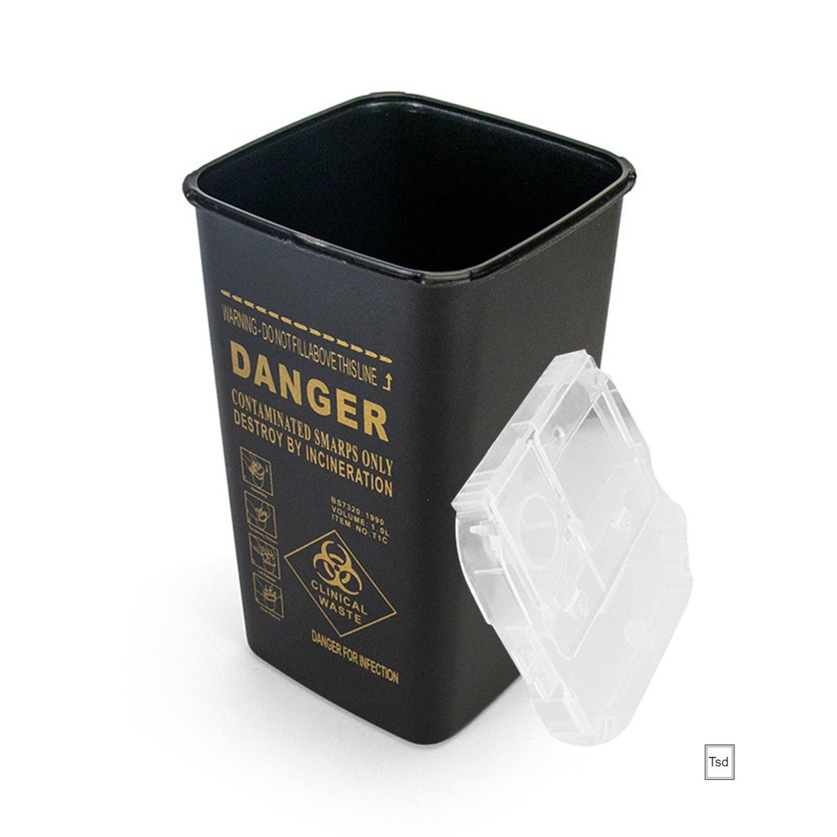1L Sharps Container Disposable Needle Recycling Bin With Lid