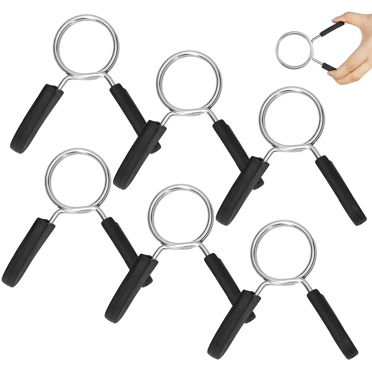 6pcs Barbell Clips Dumbbell Spring Clamps Weight Bar Locking