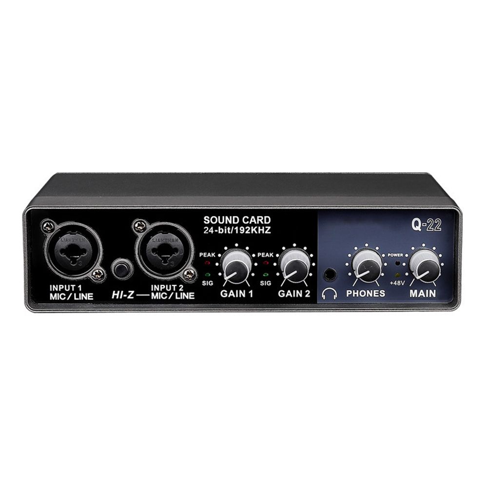 Portable Audio Interface USB Sound Card Mic Preamplifier