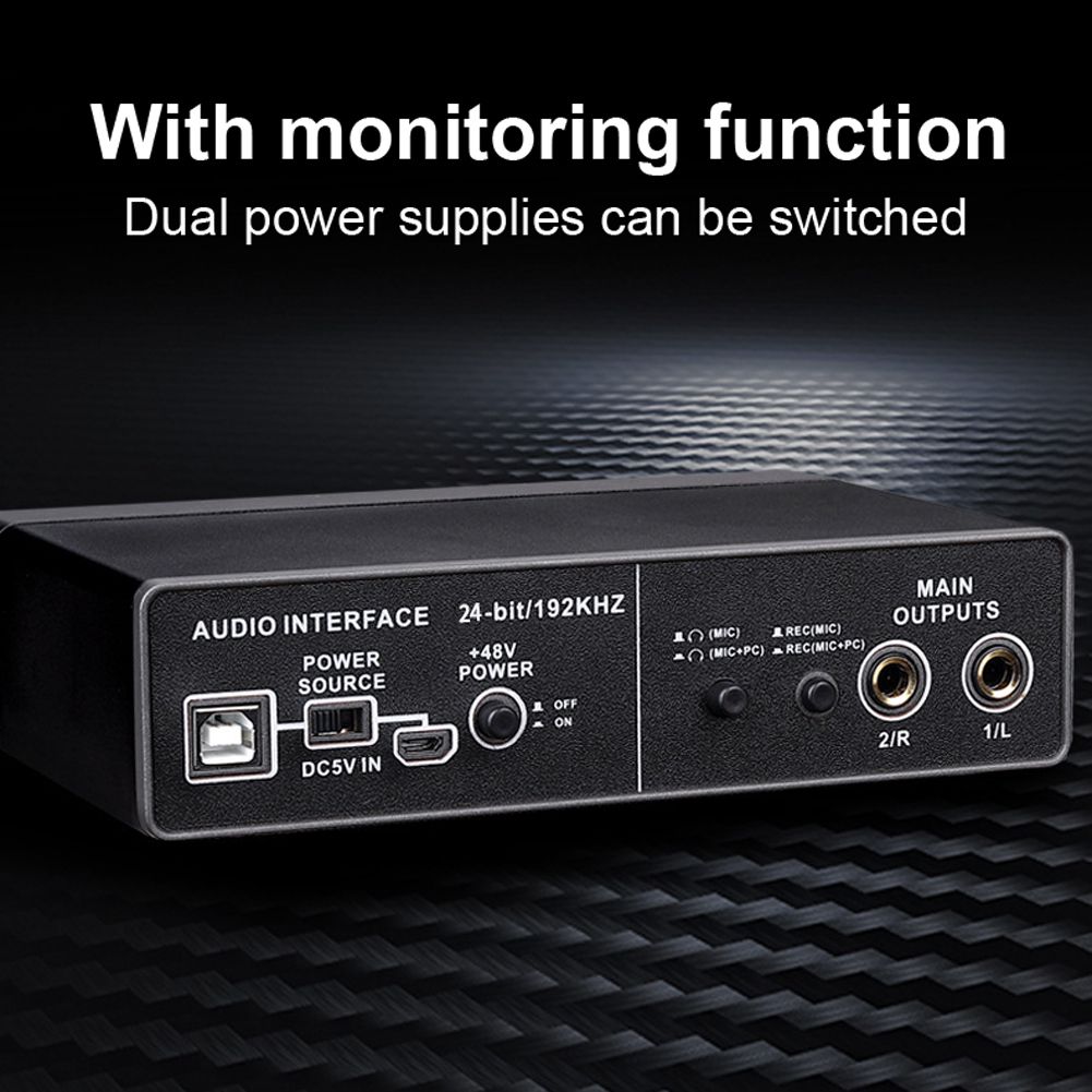 Portable Audio Interface USB Sound Card Mic Preamplifier