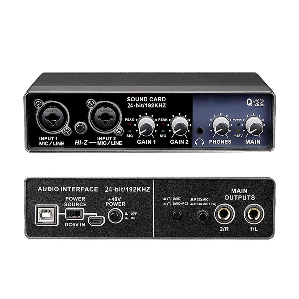 Portable Audio Interface USB Sound Card Mic Preamplifier