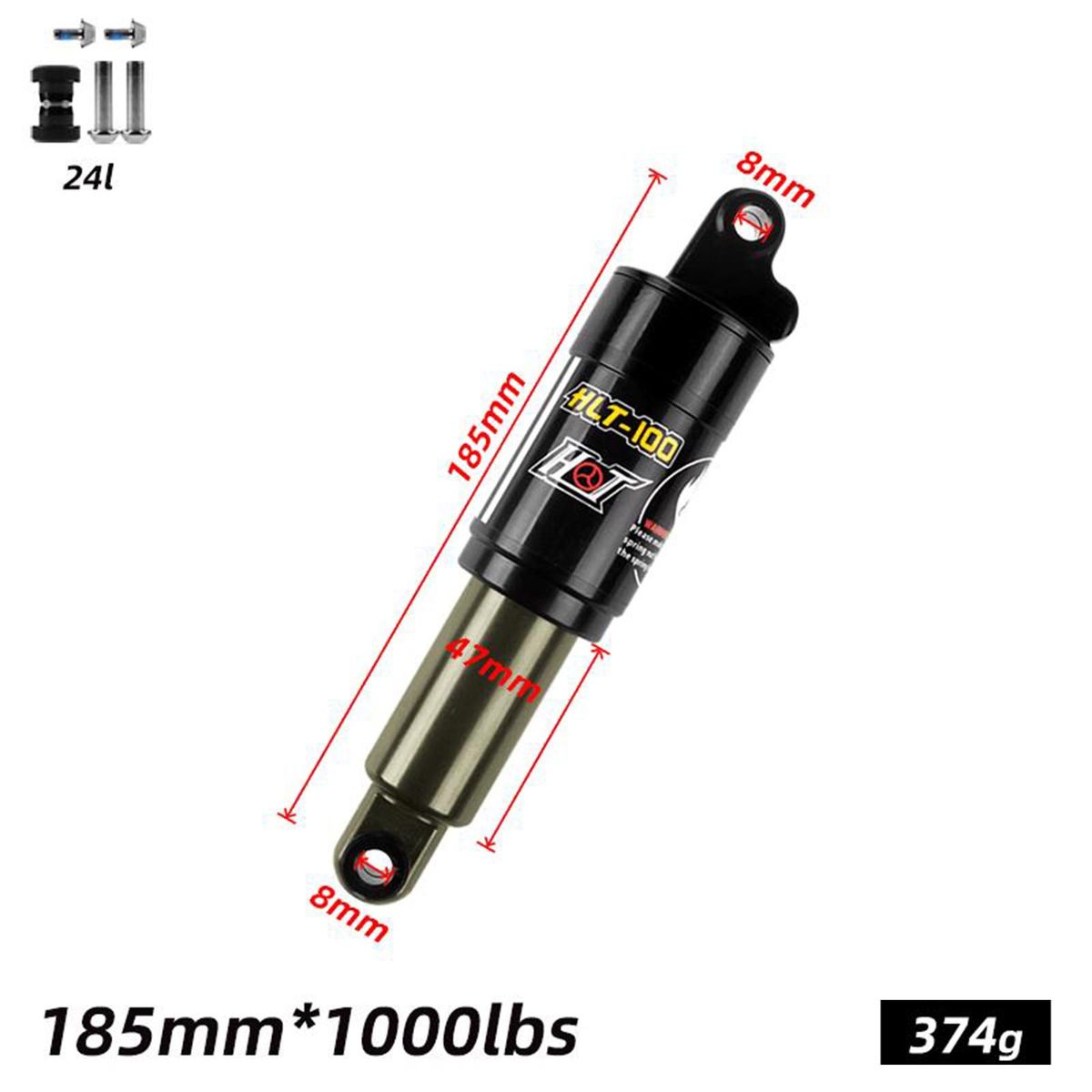 Bicycle Oil Spring Shock Bike Rear Shock Absorber 125/150/165/185mm 750/850/1000 lbs for Electric Bike Snow Bike