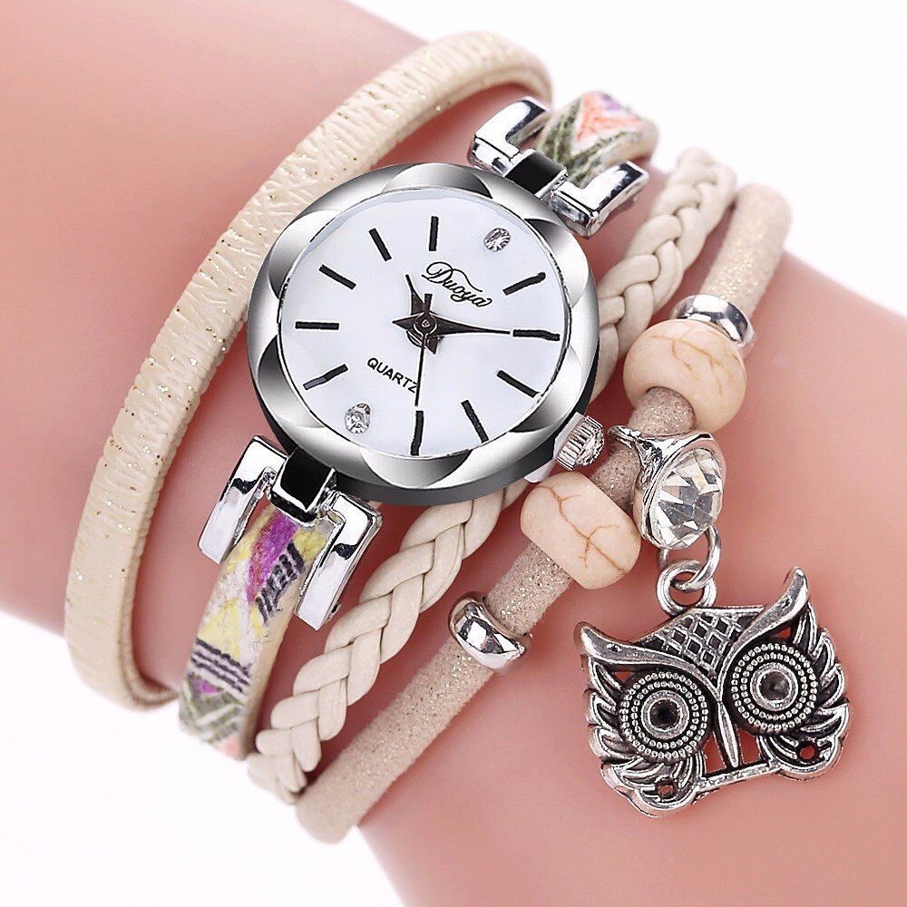 Women Quartz Wristwatches Montre Femme Leather Winding Bracelet Watch Ladies