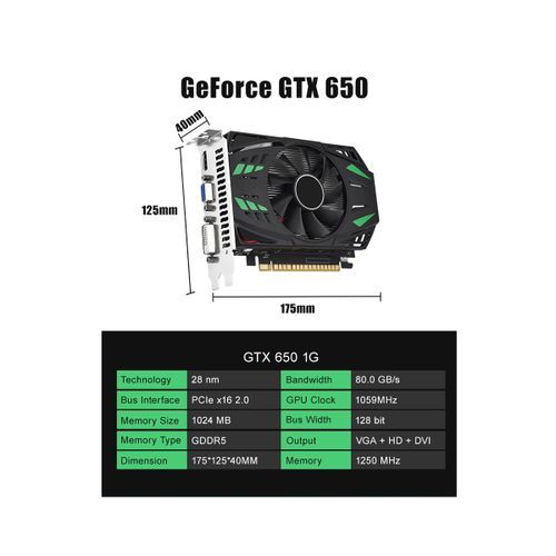 128 Bit 1059MHz 1250 MHz 28 Nm PCle X16 2.0 VGA+HD+DVI Video Card