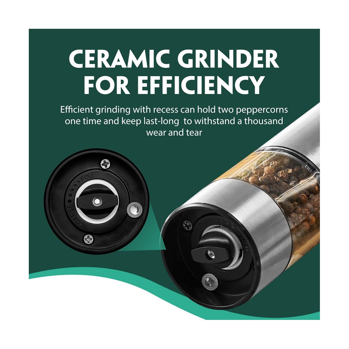 Electric Pepper Grinder Automatic Pepper Grinder Stainless Steel Battery Operated Salt Grinder Refillable