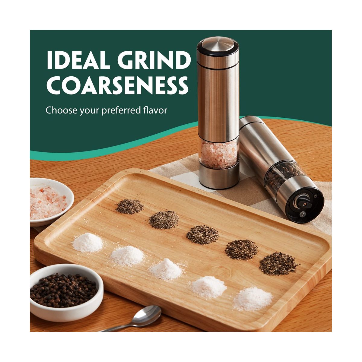 Electric Pepper Grinder Automatic Pepper Grinder Stainless Steel Battery Operated Salt Grinder Refillable