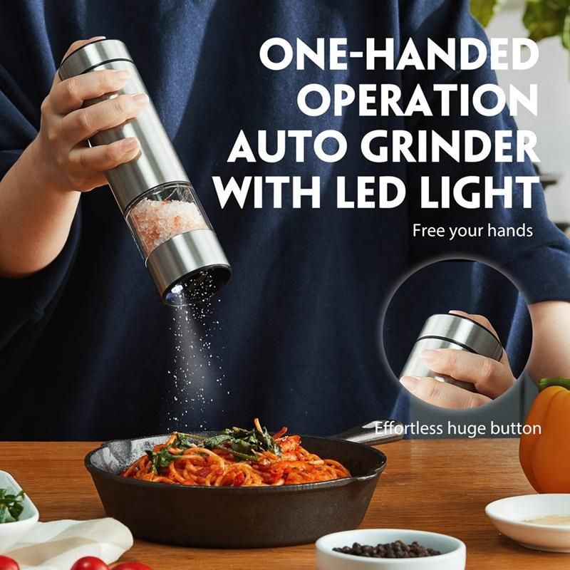 Electric Pepper Grinder Automatic Pepper Grinder Stainless Steel Battery Operated Salt Grinder Refillable