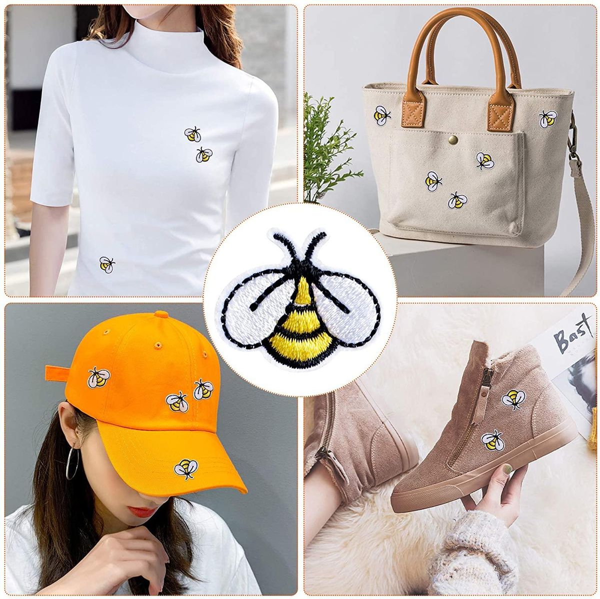 20 PCS Bee Sewing Patches Embroidered Applique I