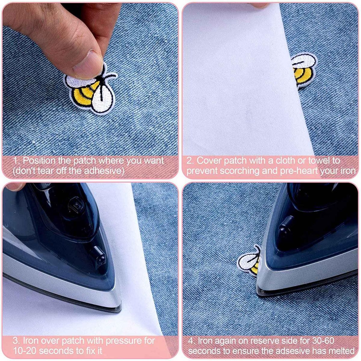 20 PCS Bee Sewing Patches Embroidered Applique I