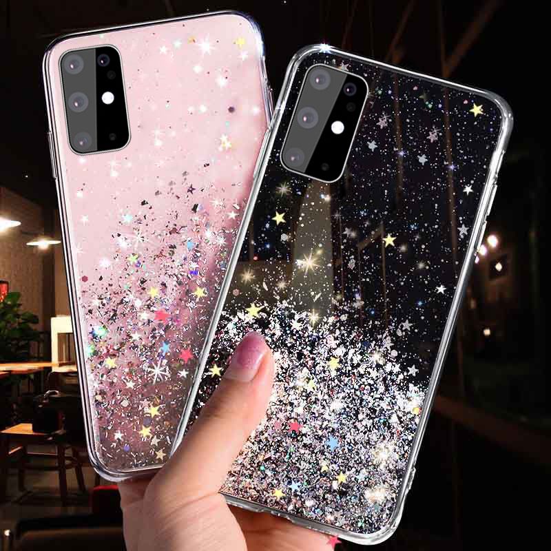 Case For Samsung A8 A6 Plus  Case Bling Glitter Phone Cover Samsung A52S A52 A53 A51 A71 A50 A70 A72 A12 J4 J6 Plus J8 Cover-Black