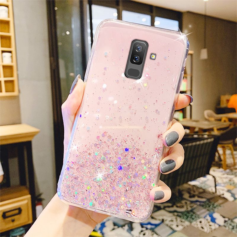 Case For Samsung A8 A6 Plus  Case Bling Glitter Phone Cover Samsung A52S A52 A53 A51 A71 A50 A70 A72 A12 J4 J6 Plus J8 Cover-Black