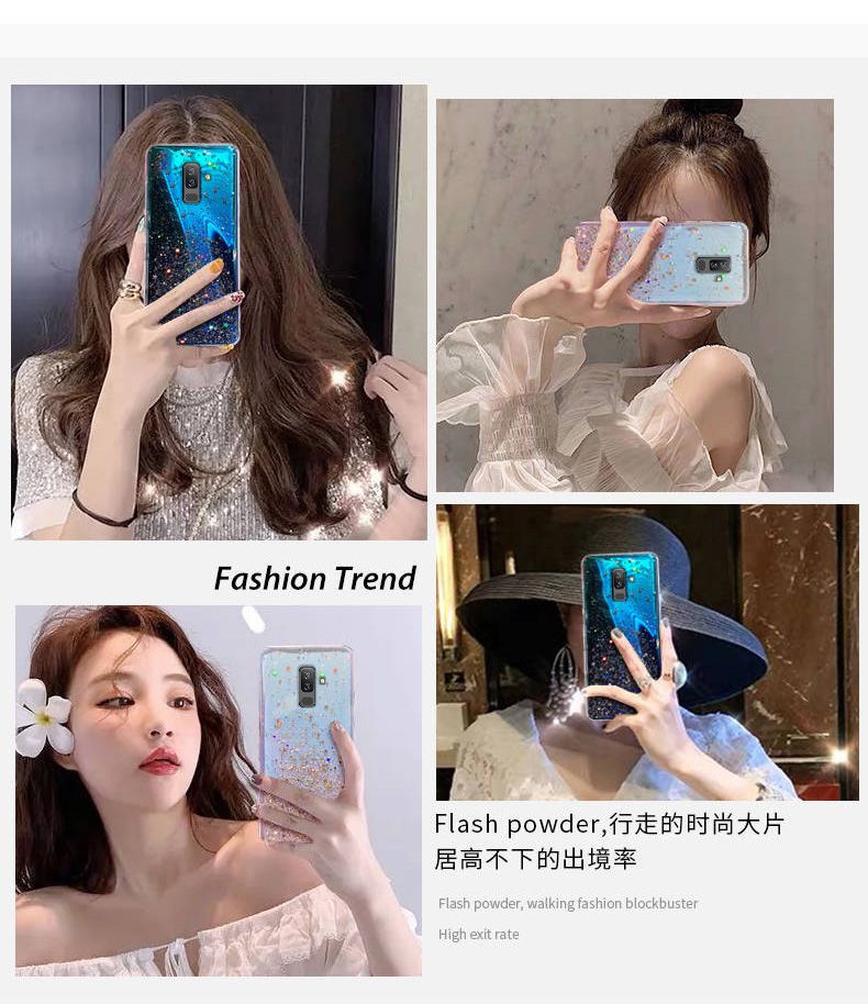 Case For Samsung A8 A6 Plus  Case Bling Glitter Phone Cover Samsung A52S A52 A53 A51 A71 A50 A70 A72 A12 J4 J6 Plus J8 Cover-Black