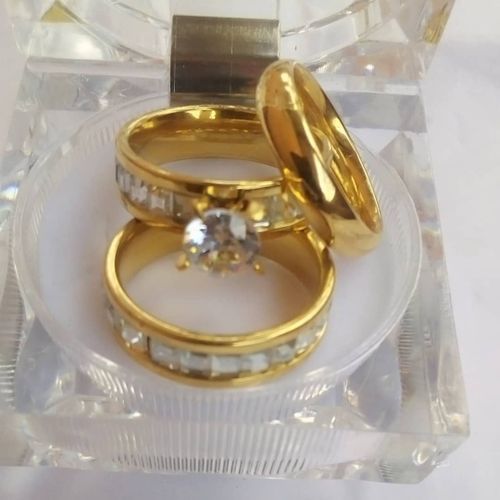 Brume Gold Plated Wedding Non Fade Ring Set