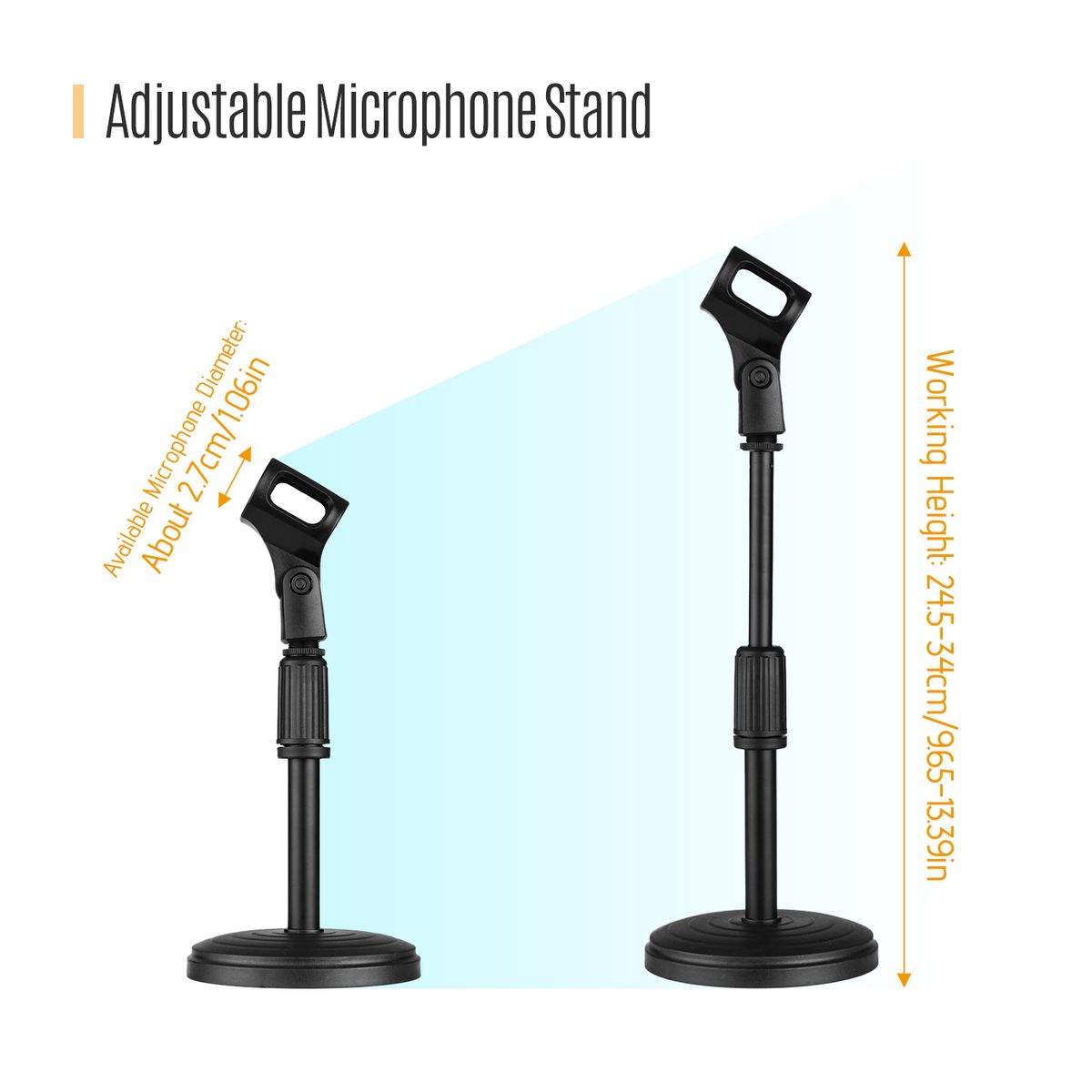 Mini Table Desk Microphone Stand Height Adjustable With