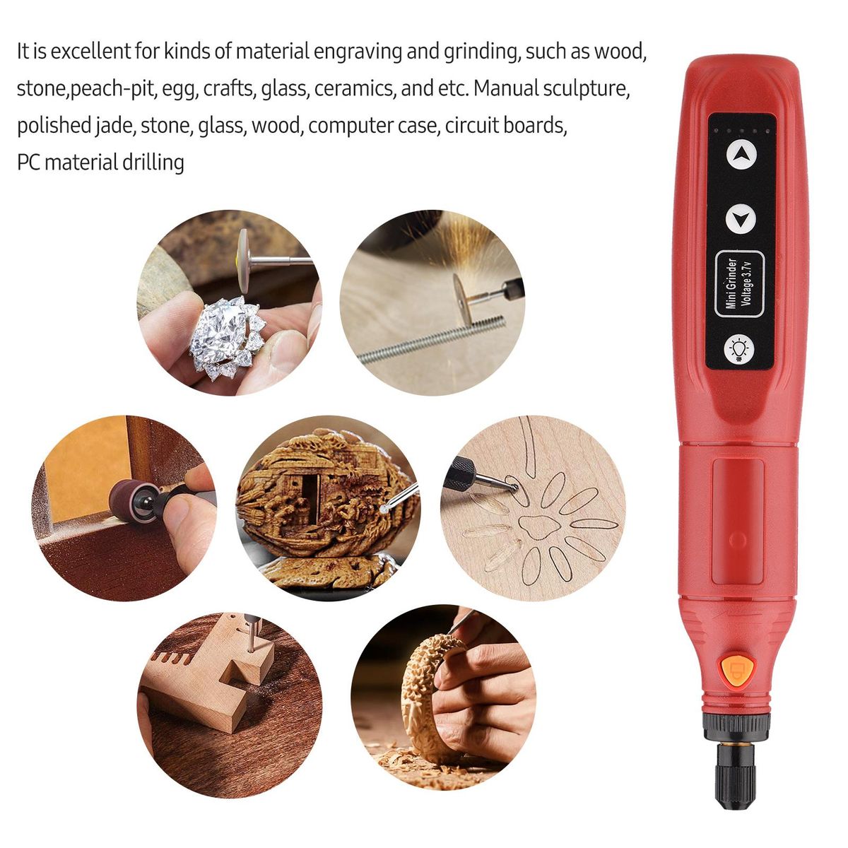 5-Speed Adjustment Mini Electric Grinder Tool Set USB Charging Grinding Machine 2000mAh Rechargeable Handheld Rotary Tool Set with Li-ion Battery USB Charger for Jade Carving Wood Punching Metal Grinding Polishing