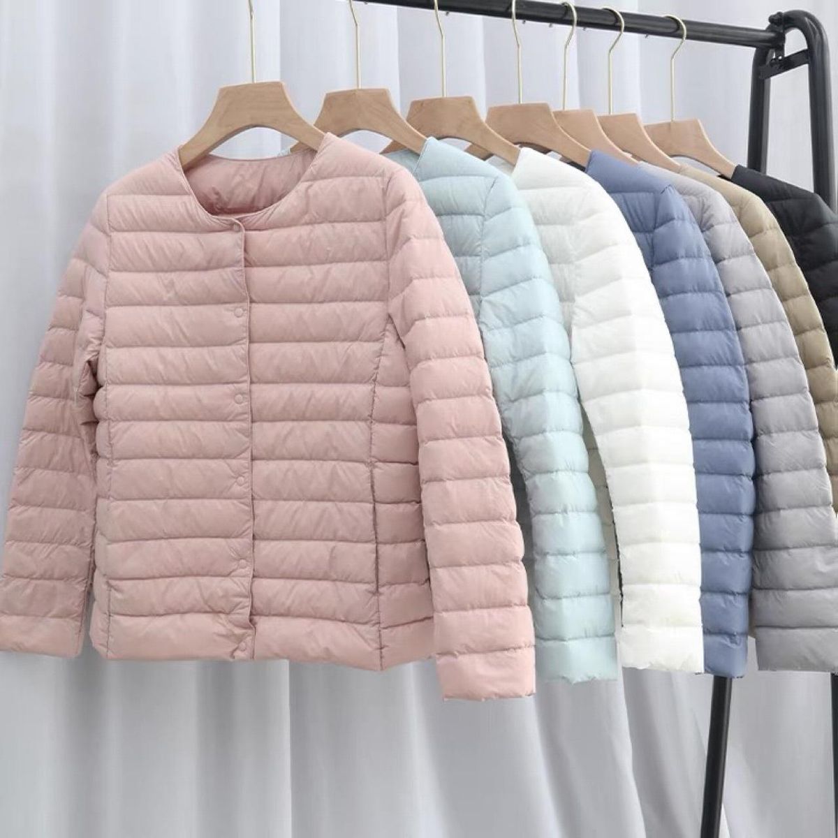 2022 New Round Neck Down Coat for Women's Warm and Thin Inner Tank Short V-Neck Collarless Inner