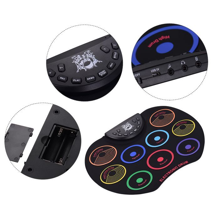 Compact Size Roll-Up Drum Set Electronic Drum Kit 9 Silicon