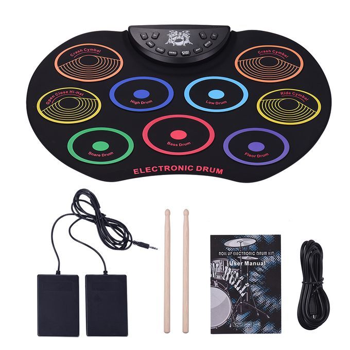 Compact Size Roll-Up Drum Set Electronic Drum Kit 9 Silicon