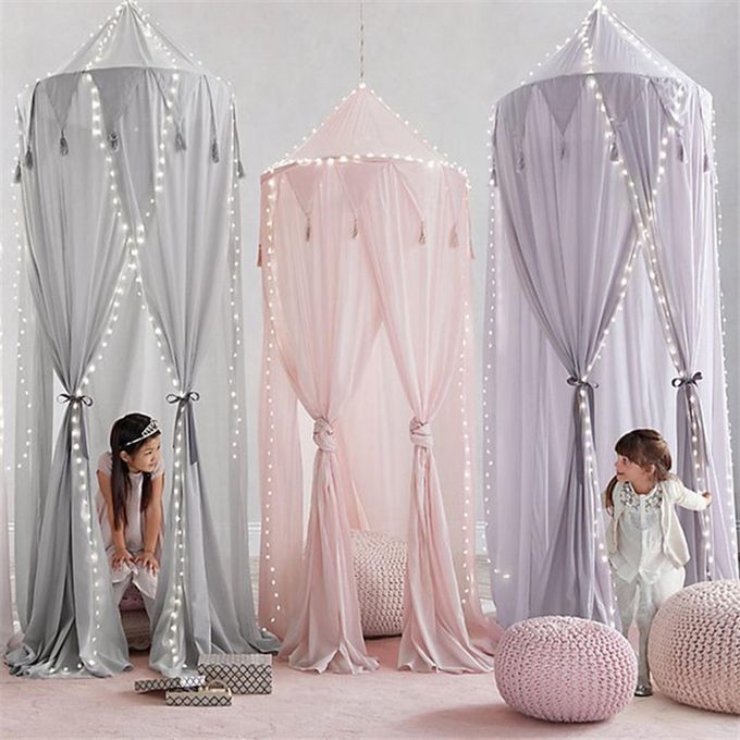 Kids Bed Canopy Hanging  Net Crib Castle Tent Nursery White