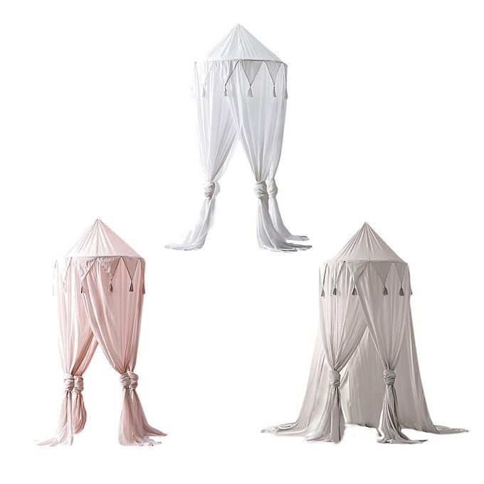 Kids Bed Canopy Hanging  Net Crib Castle Tent Nursery White