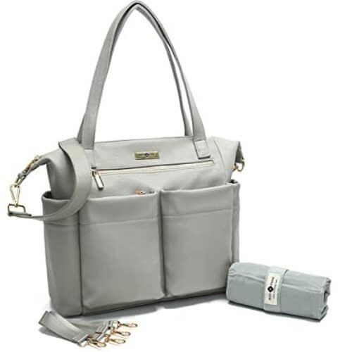 Leather Diaper Bag Backpack - Grey