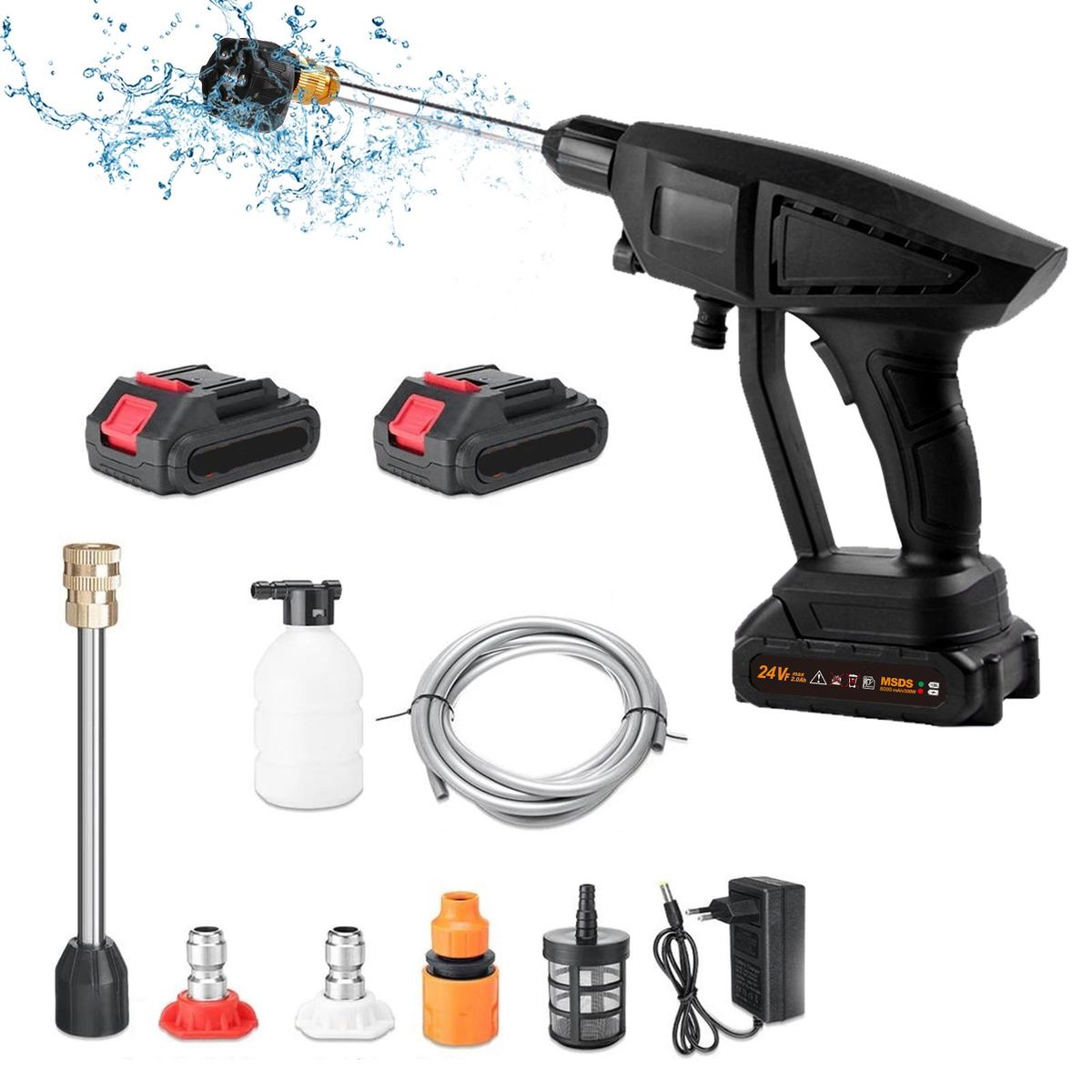 Cordless Pressure Washer, 6 Spraying Modes 120PSI Portable Pressure Cleaner Handheld with Battery and Charger 24V 7500mAhRechargeable Battery Electric Pressure Washer for Washing Cars, Watering Flowers, Cleaning Floors