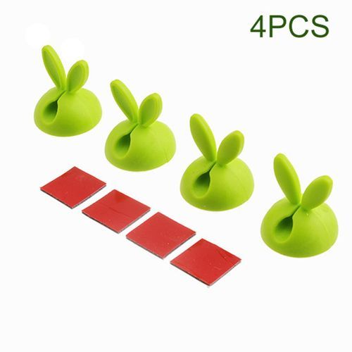 4p S Rabbit Ears Fixer Data Line Desktop Finishing  Onvenient Fixing   -green