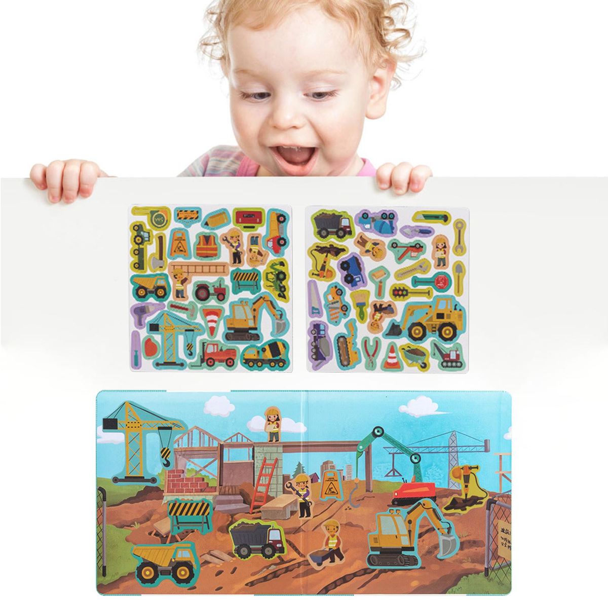 Portable Cartoon Puzzle Toys Hand-Eye Construction Scene