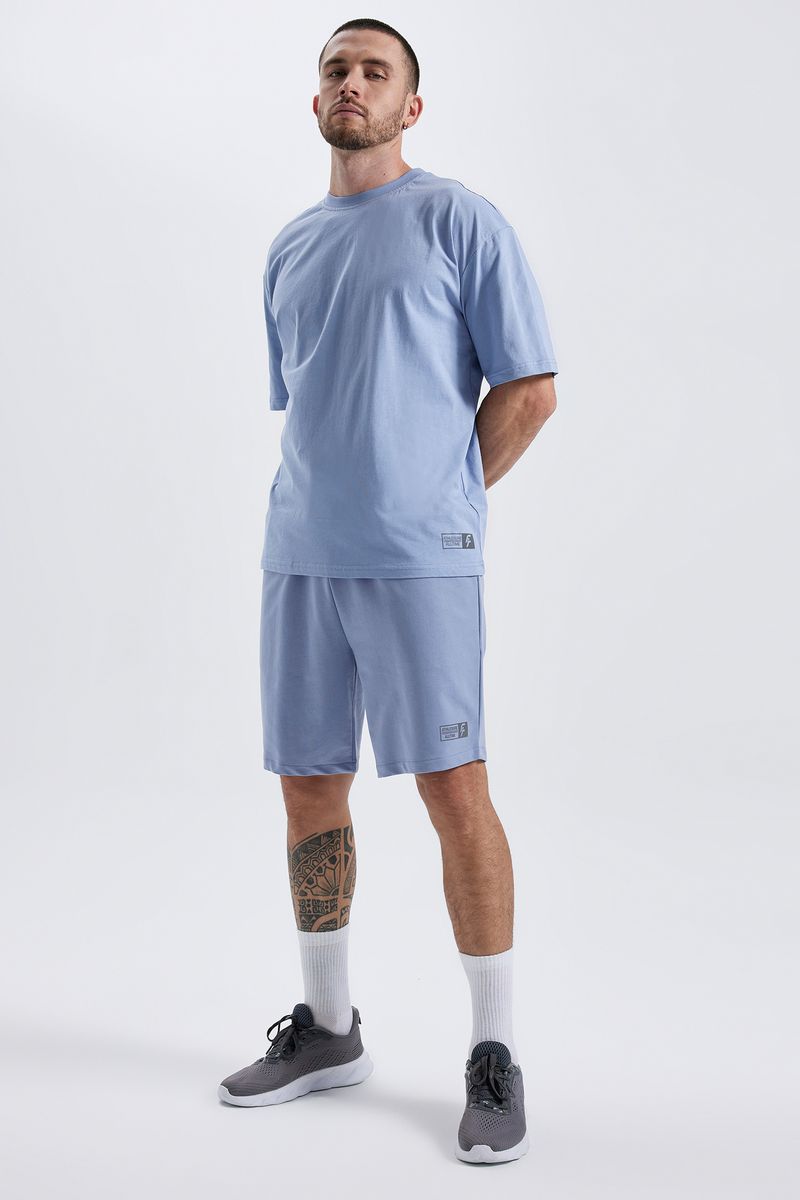 Man Slim Fit Knitted Short - Blue