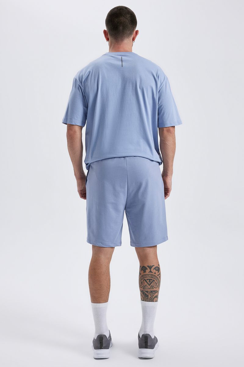 Man Slim Fit Knitted Short - Blue
