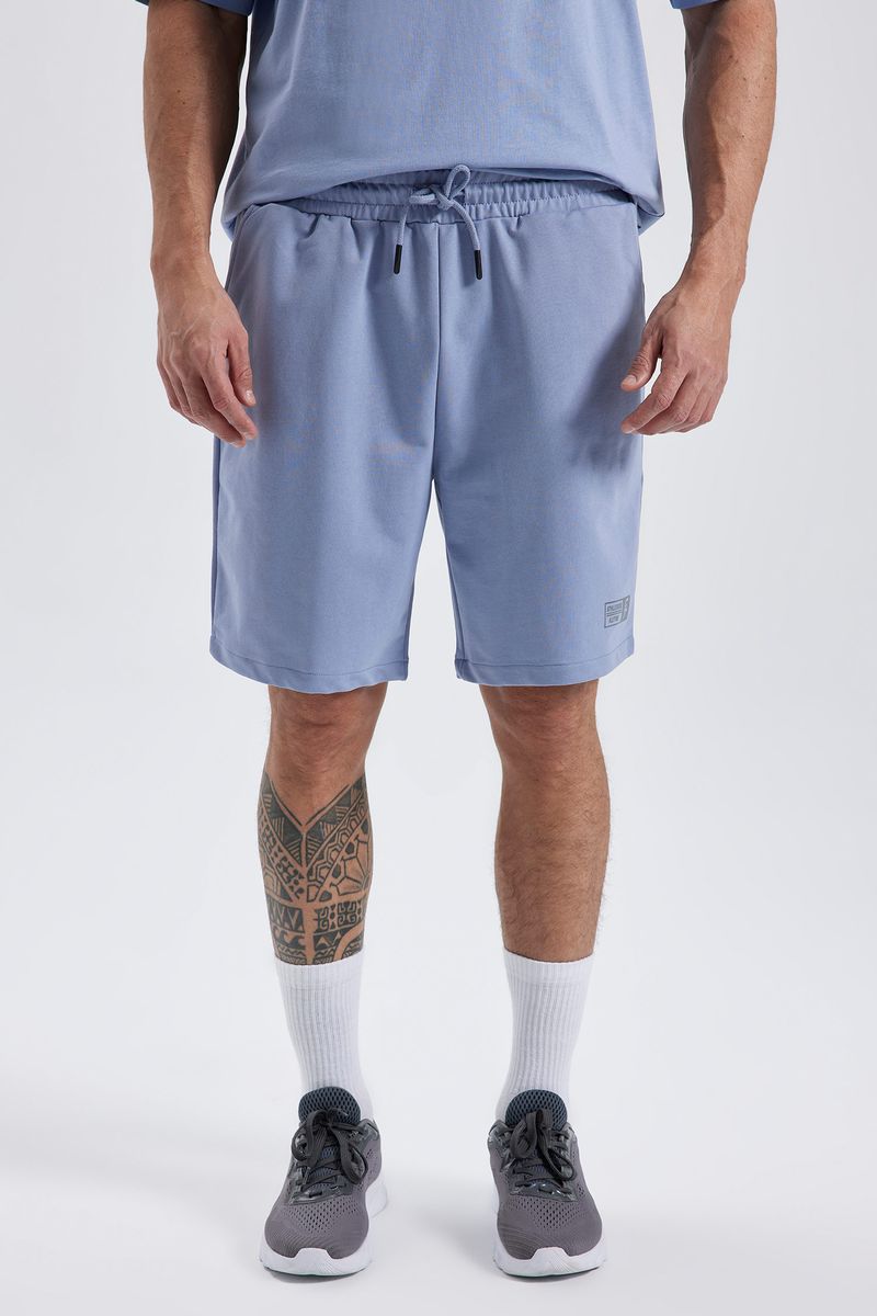 Man Slim Fit Knitted Short - Blue