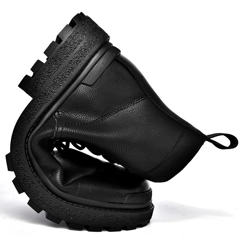 Mens Genuine Leather Boots Male Luxury Work Boots Shoes Black