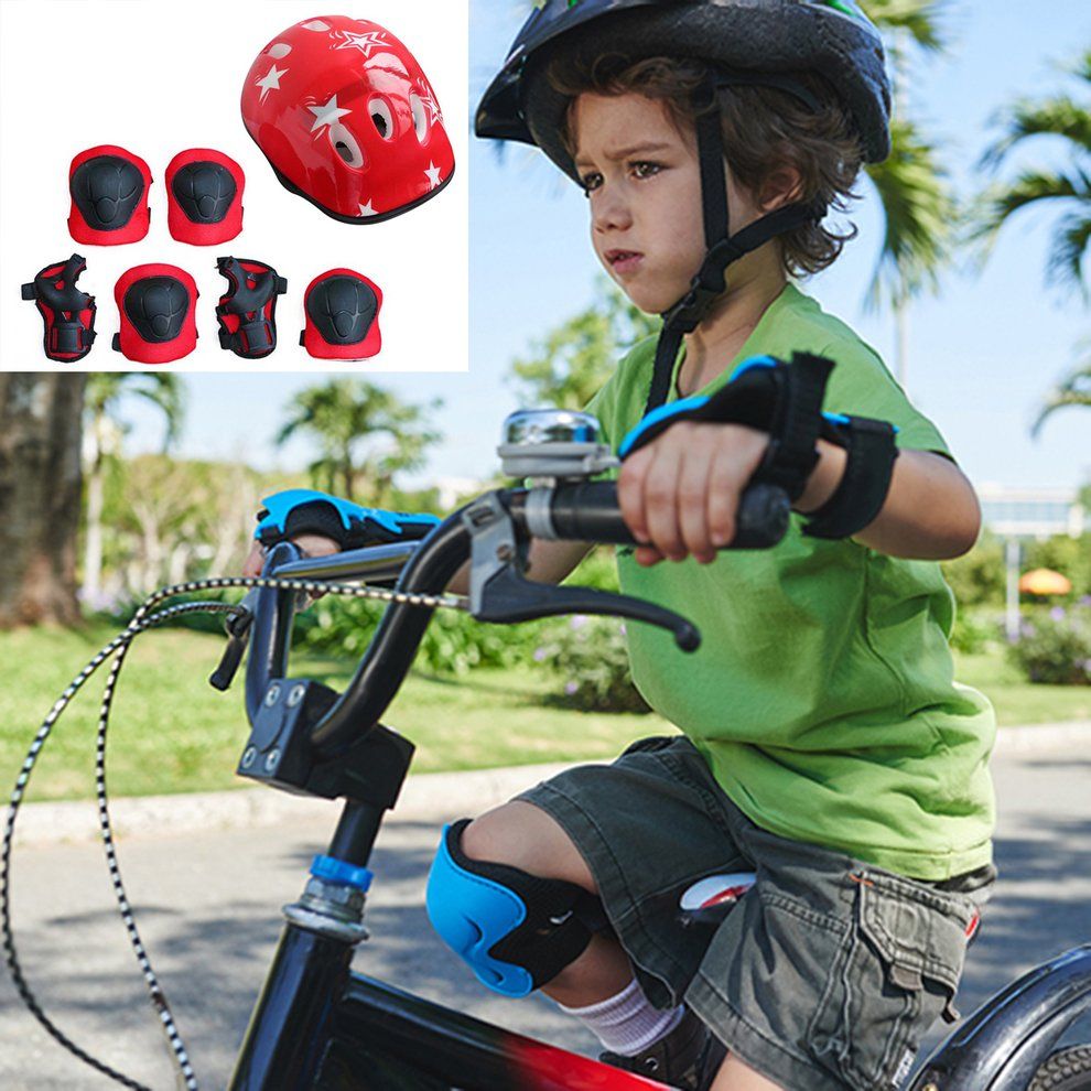 7P S/SET Kids Prote Tive Gear Set S Ooter Skate Roller  Y Ling Knee Elbow Pads-red