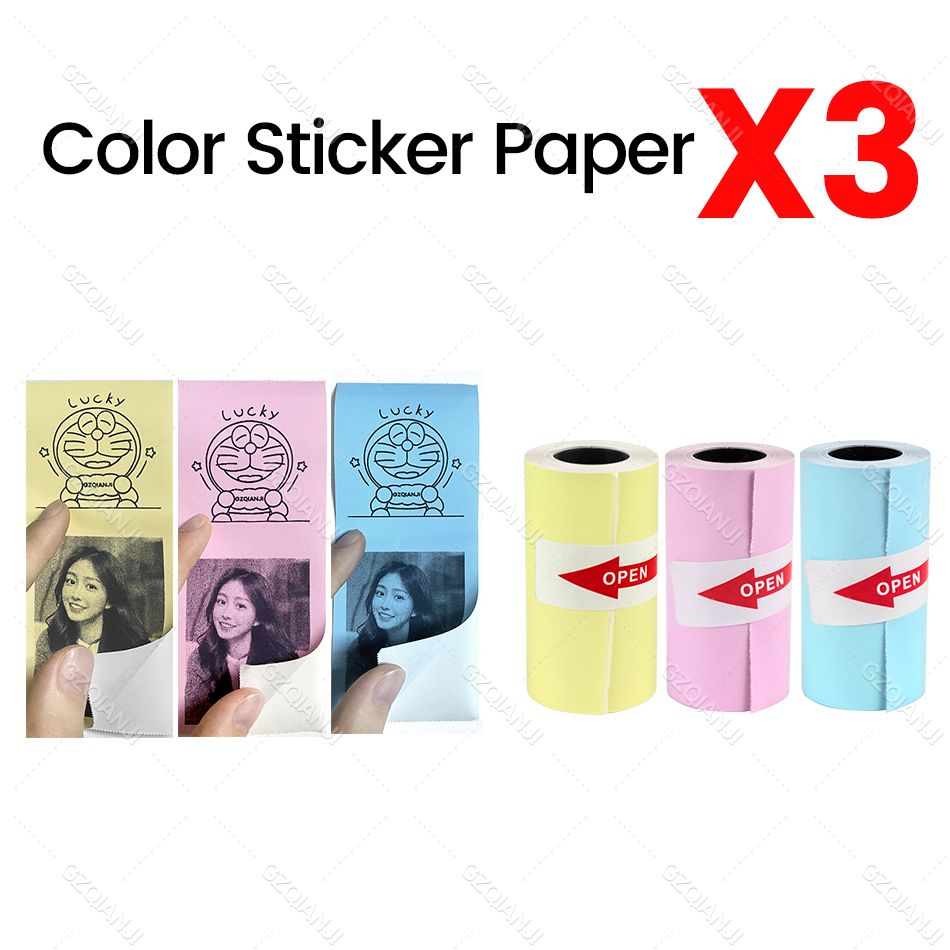 58mm Mini Photo Printer Paper Rolls Thermal Paper 57x30MM  Color Gift DIY Sticker Label