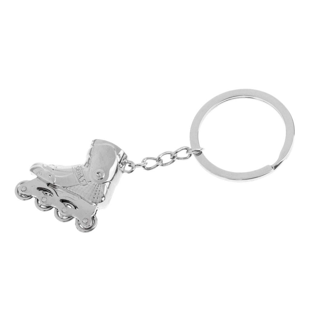 Roller Skates Keyring Keychain Key Buckle Pendant Bag Silver